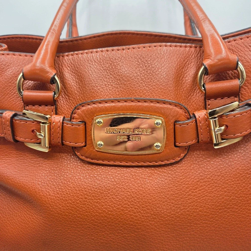 Michael Kors Cognac Leather Tote Large Satchel Shoulder Bag Quiet Luxury